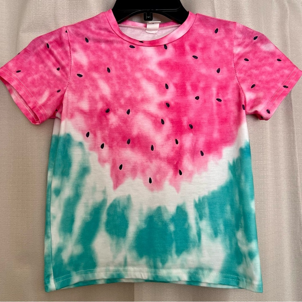 SHEIN Girls Watermelon Tie-Dye Tee – Size 8Y